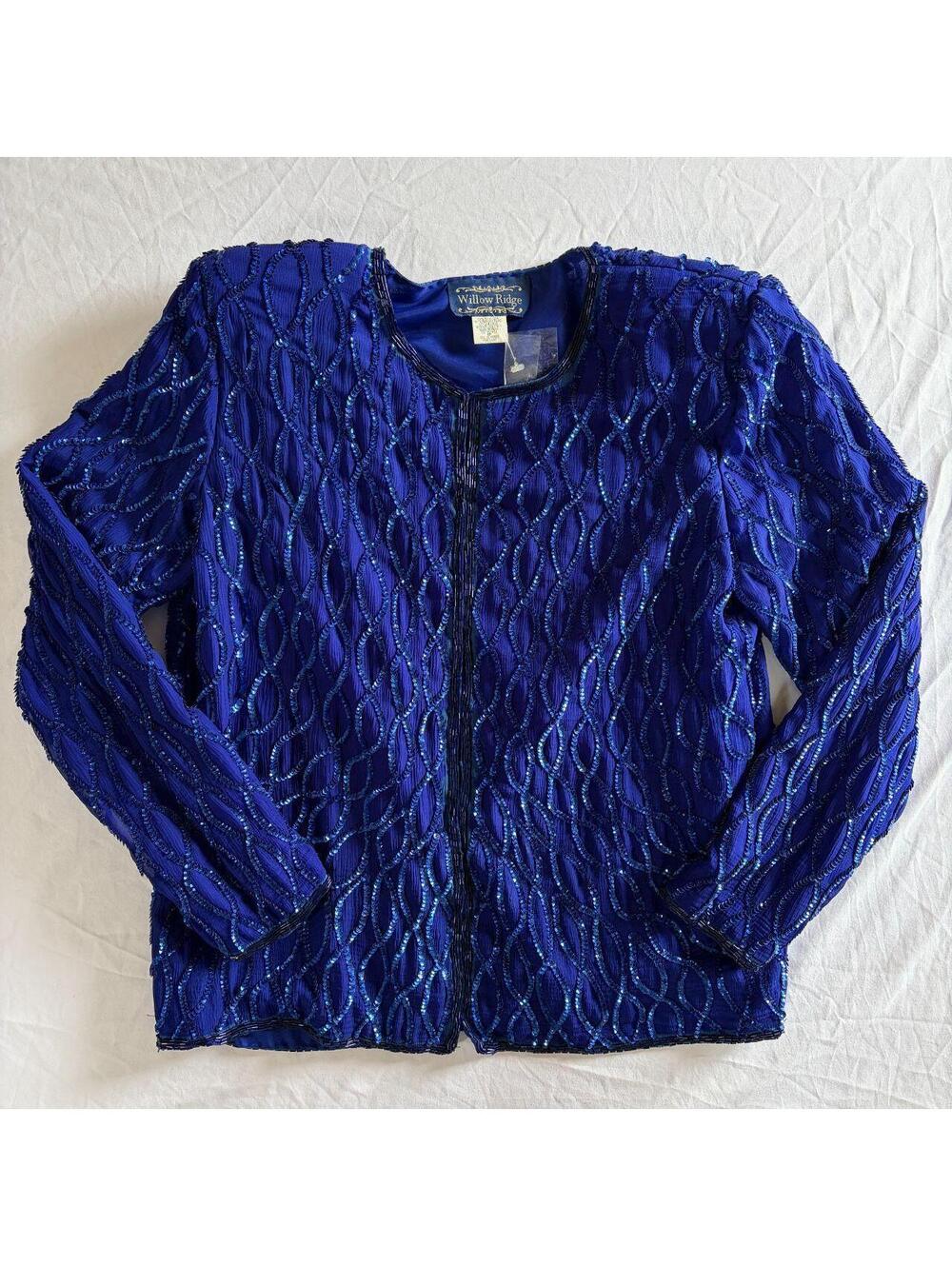 Beaded Silk Evening Jacket Royal Blue Never Worn
